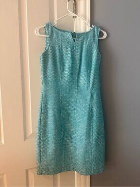 Talbots Aqua Sleeveless Textured Sheath Dress